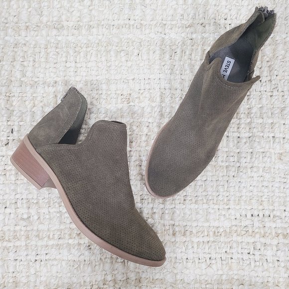 Steve Madden Shoes - Steve Madden Laramie Leather Suede Olive Bootie